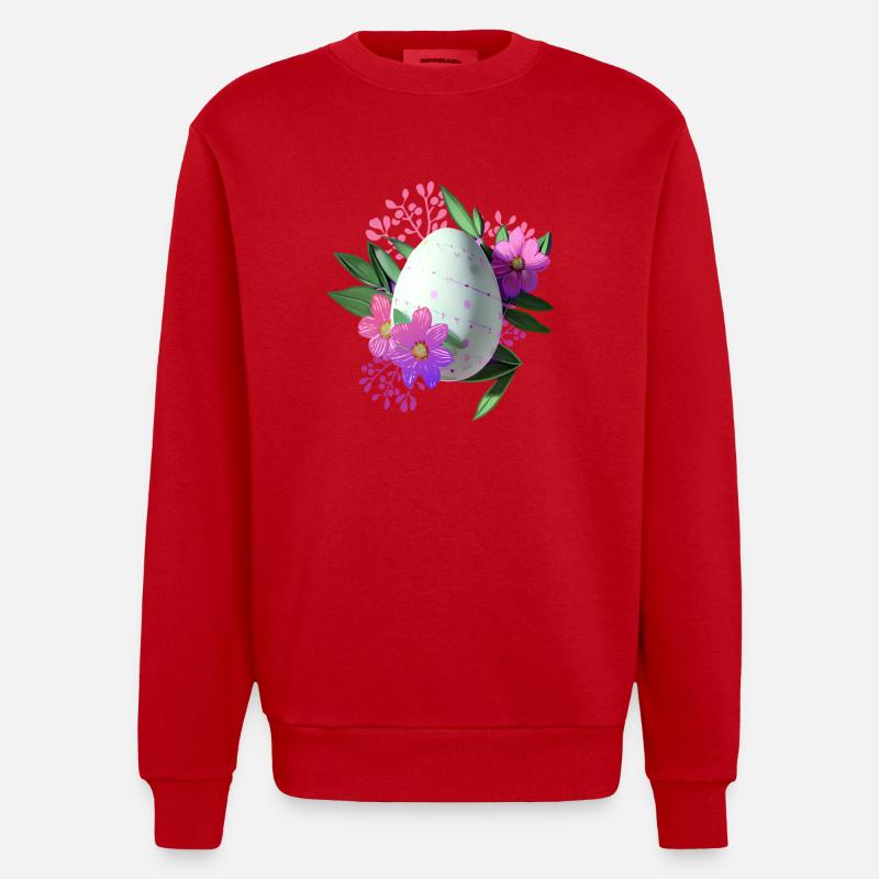 Fleurs Easter Egg Floral - Sweat bio épais oversize fabriqué en UE - rouge