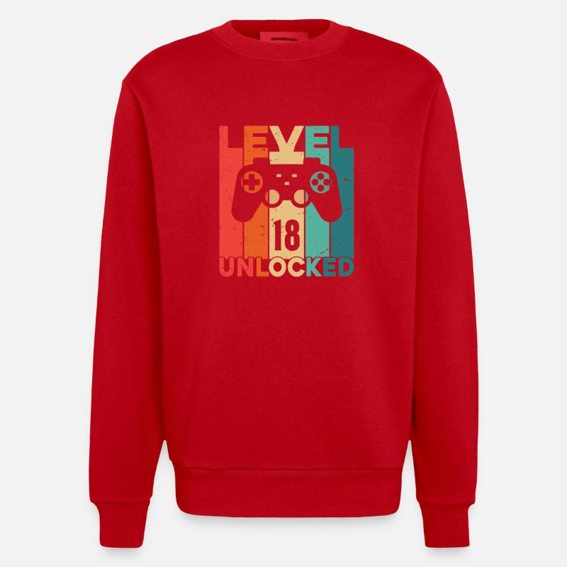 Niveau 18 Débloqué - Sweat bio épais oversize fabriqué en UE - rouge
