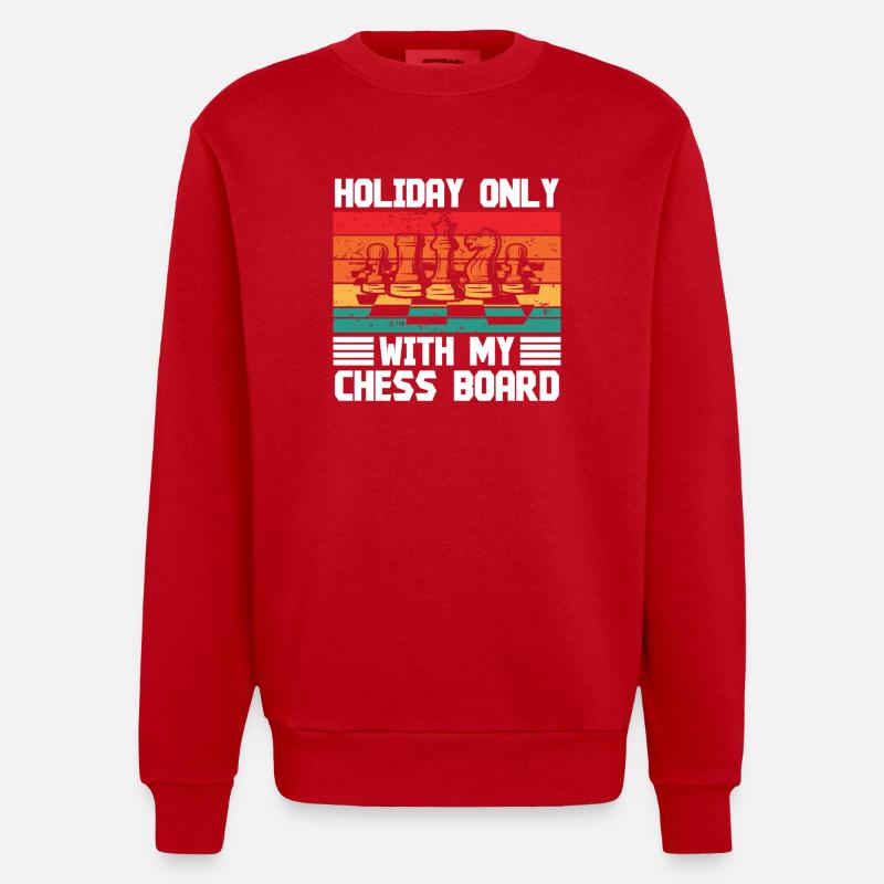 Vacances seulement avec mon échiquier - Sweat bio épais oversize fabriqué en UE - rouge