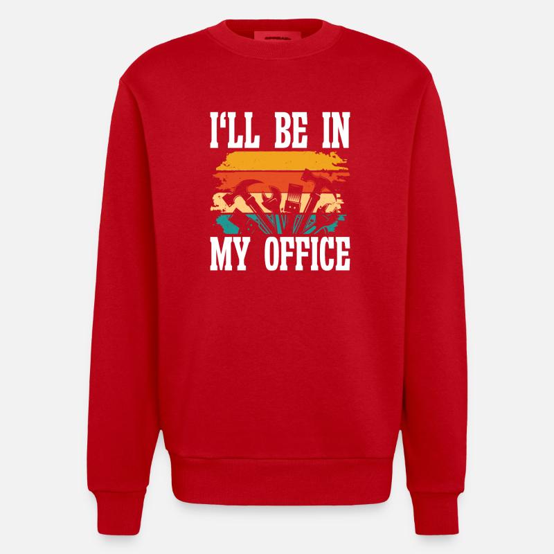 Je suis dans mon bureau - Sweat bio épais oversize fabriqué en UE - rouge