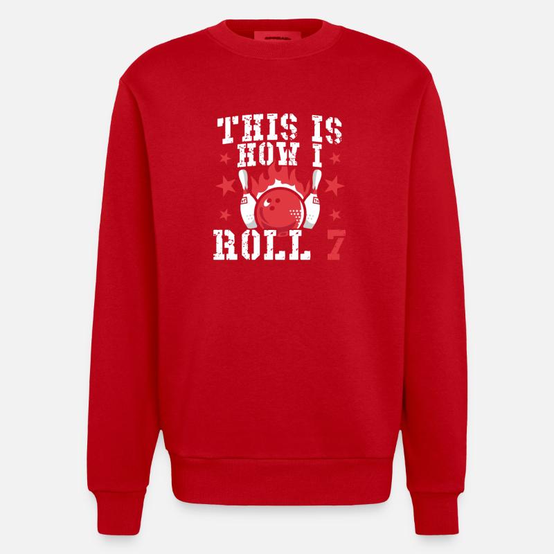 Anniversaire de Bowling Design - Sweat bio épais oversize fabriqué en UE - rouge