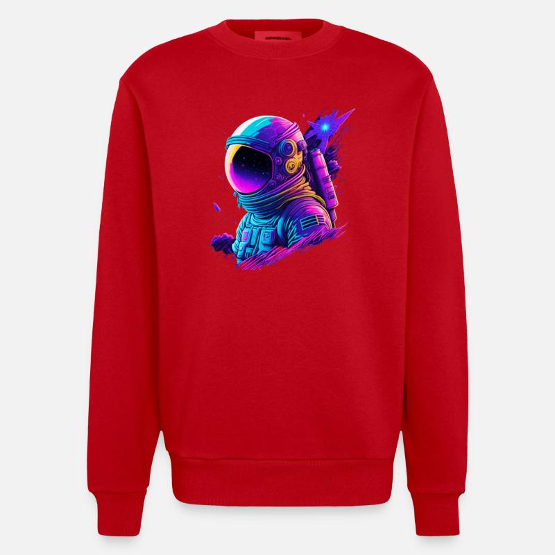 Synthwave Astronaute Space Explorer - Sweat bio épais oversize fabriqué en UE - rouge