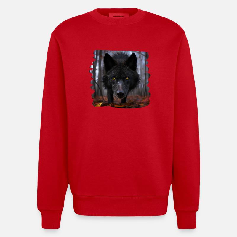 Wölfe realistic Wolf - Heavyweight Oversized Organic Crew Neck Made in EU - Rot