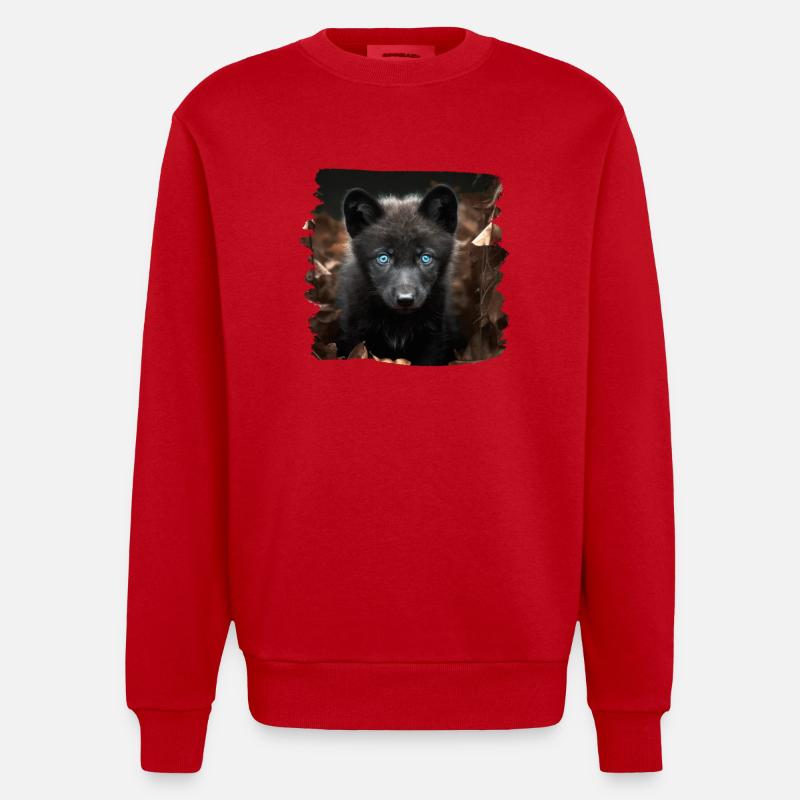 Wölfe realistic Wolf - Heavyweight Oversized Organic Crew Neck Made in EU - Rot