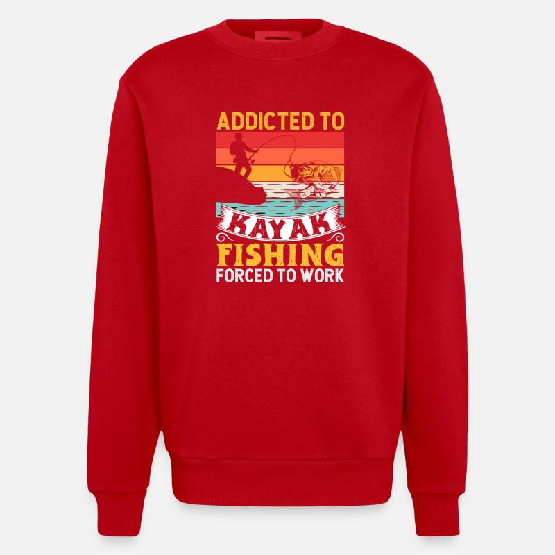 Pêche Kayak Pagayage - Sweat bio épais oversize fabriqué en UE - rouge