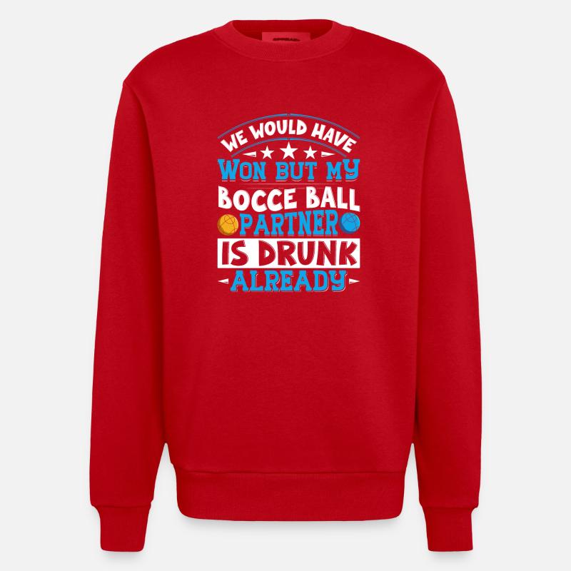 Jeu de pétanque amusant - Sweat bio épais oversize fabriqué en UE - rouge