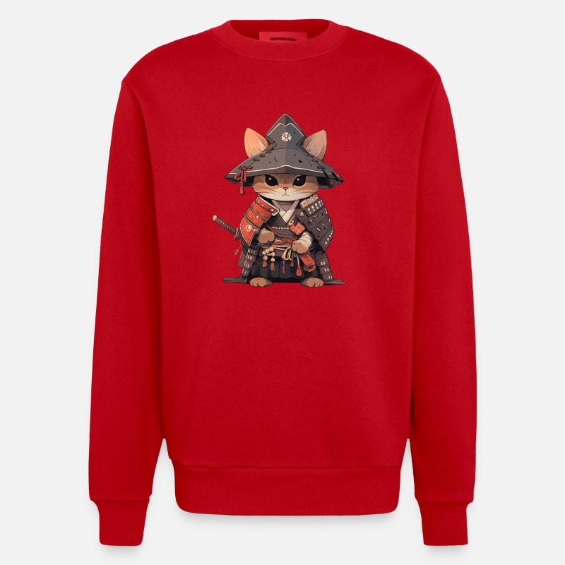 Chat d’Asie Samouraï japonais Samouraï - Sweat bio épais oversize fabriqué en UE - rouge