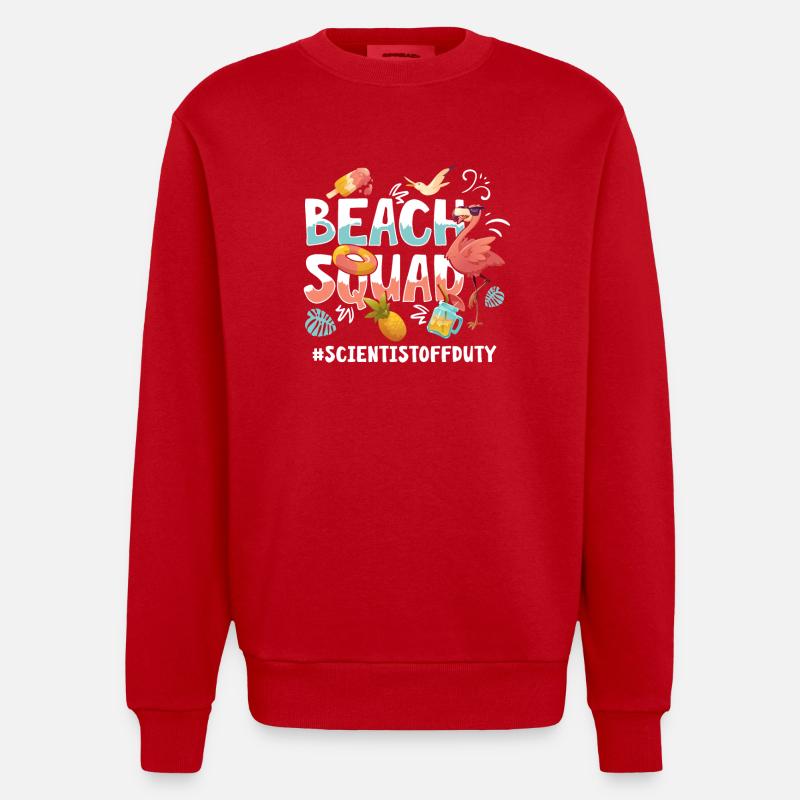 Scientist Vacation Beach Group - Heavyweight Oversized Organic Crew Neck Made in EU - red