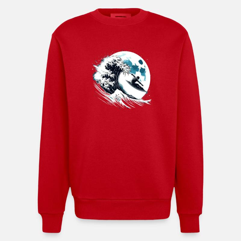 Astronaute Surfeur Moon Surfer - Sweat bio épais oversize fabriqué en UE - rouge