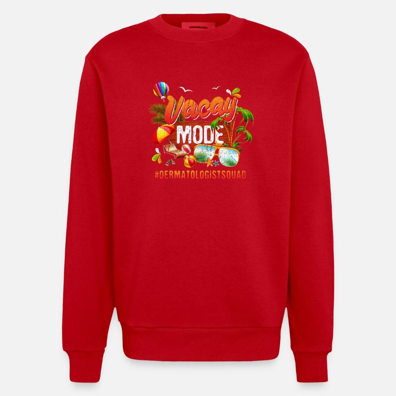 Dermatologist Vacation Group #Dermatologistsquad - Heavyweight Oversized Organic Crew Neck Made in EU - red