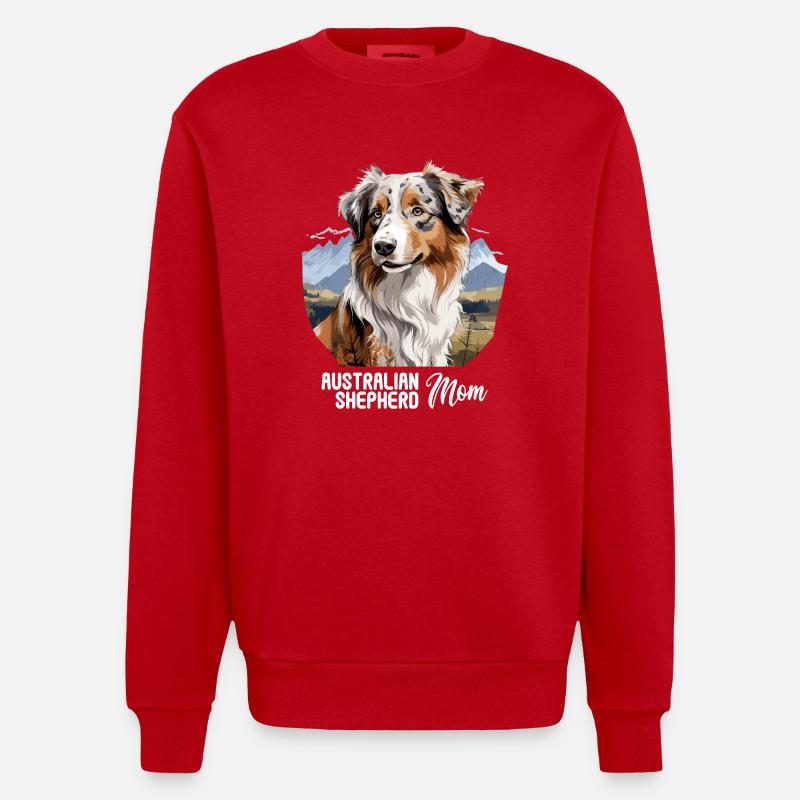 Hund Australian Shepherd - Heavyweight Oversized Organic Crew Neck Made in EU - Rot