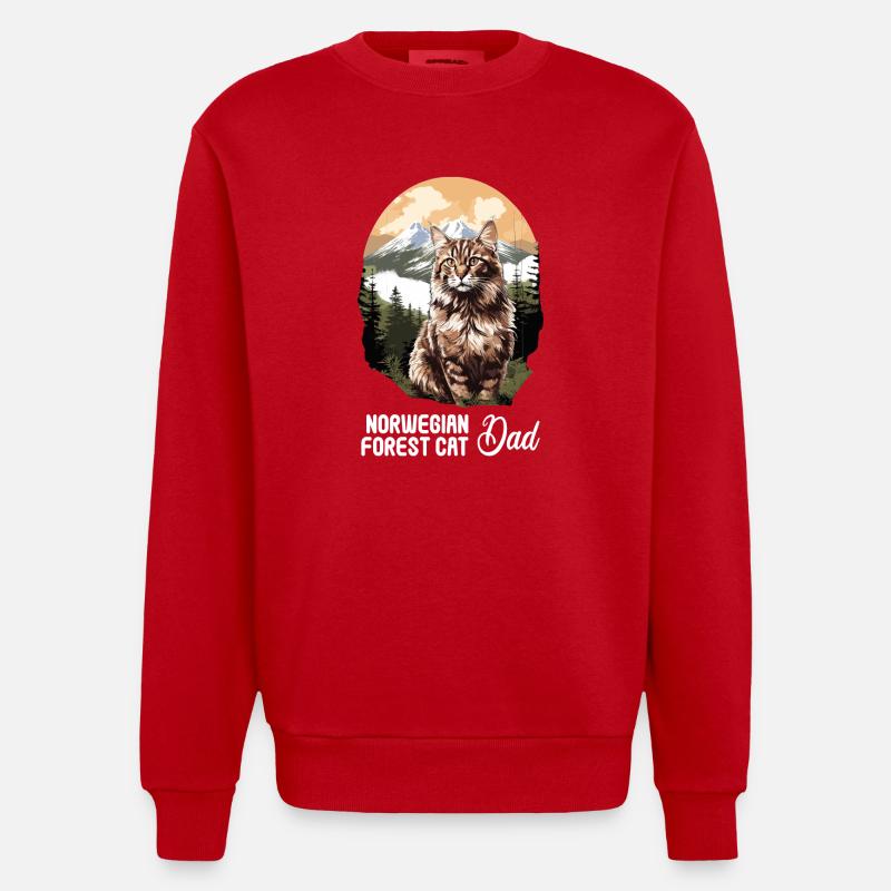 Norwegian Forest Cat - Heavyweight Oversized Organic Crew Neck Made in EU - Rot