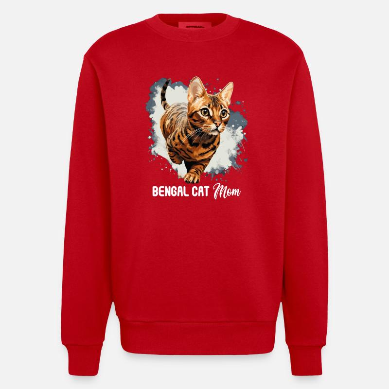 Chat du Bengale - Sweat bio épais oversize fabriqué en UE - rouge