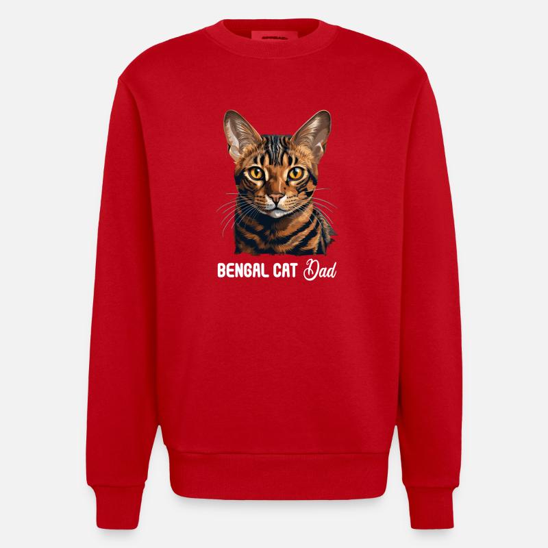Chat du Bengale - Sweat bio épais oversize fabriqué en UE - rouge