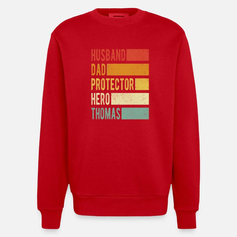 Thomas Name Papa Geschenk - Heavyweight Oversized Organic Crew Neck Made in EU - Rot