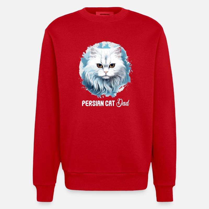 Chat persan Perser Katze - Sweat bio épais oversize fabriqué en UE - rouge