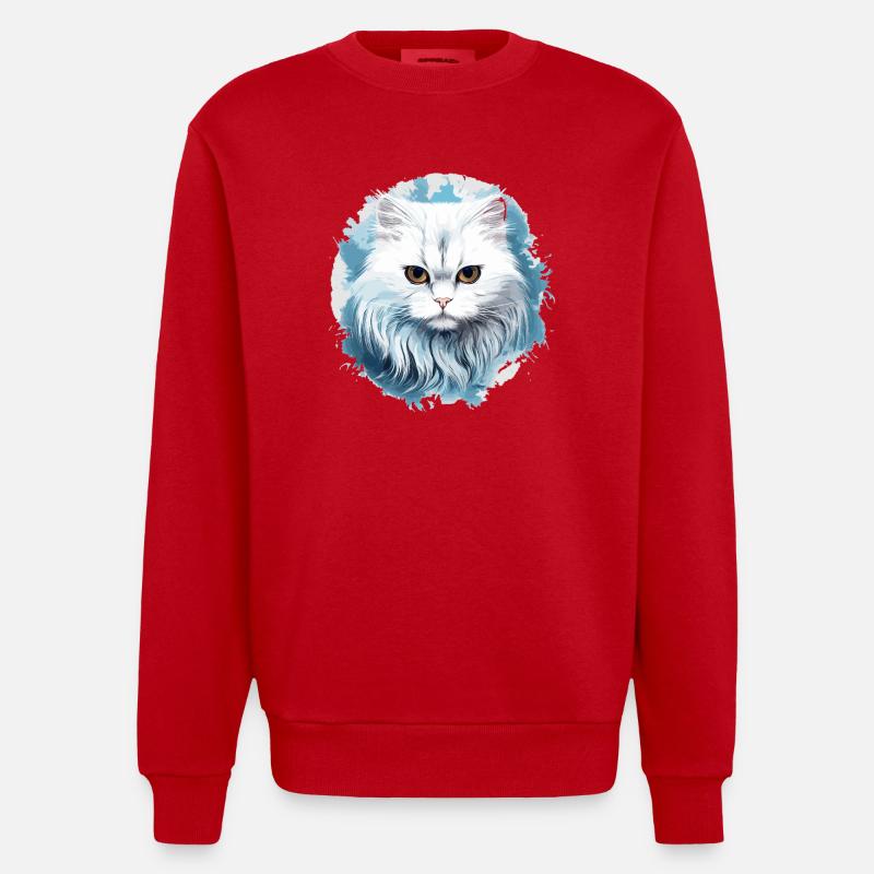 Chat persan Perser Katze - Sweat bio épais oversize fabriqué en UE - rouge
