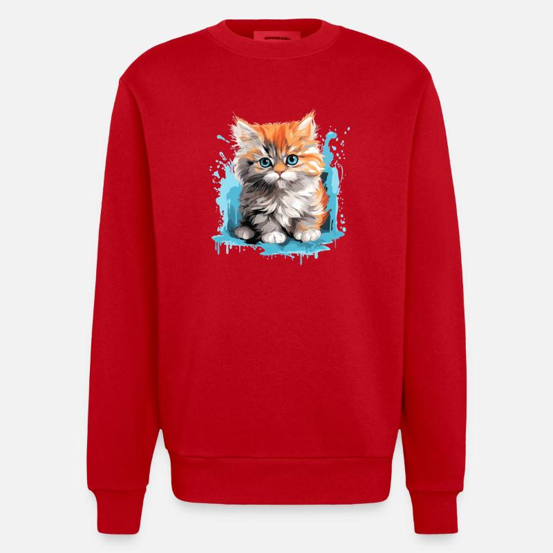 Chat persan Perser Katze - Sweat bio épais oversize fabriqué en UE - rouge