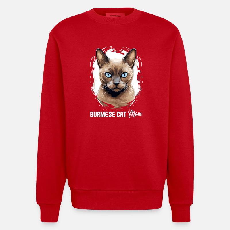 Chat birman Birmanie Katze - Sweat bio épais oversize fabriqué en UE - rouge