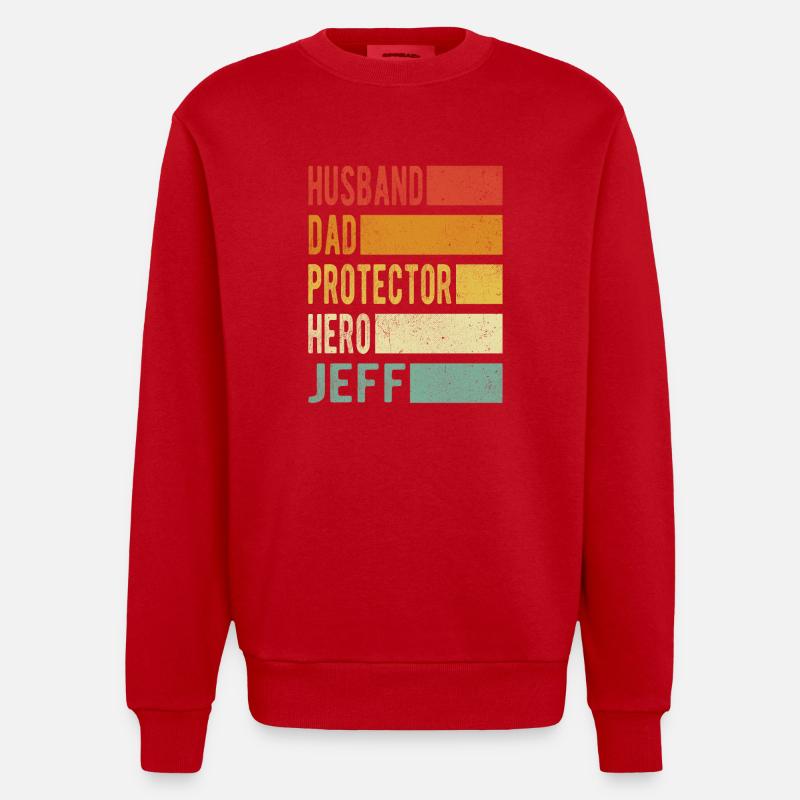 Jeff Nom papa cadeau - Sweat bio épais oversize fabriqué en UE - rouge