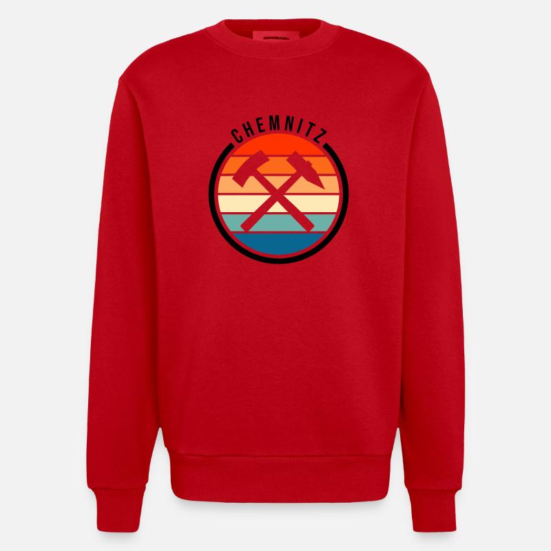 Chemnitz Symbol Design - Heavyweight Oversized Organic Crew Neck Made in EU - Rot