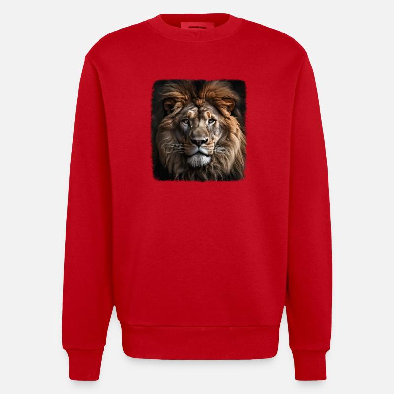 Löwen realistic Löwe - Heavyweight Oversized Organic Crew Neck Made in EU - Rot