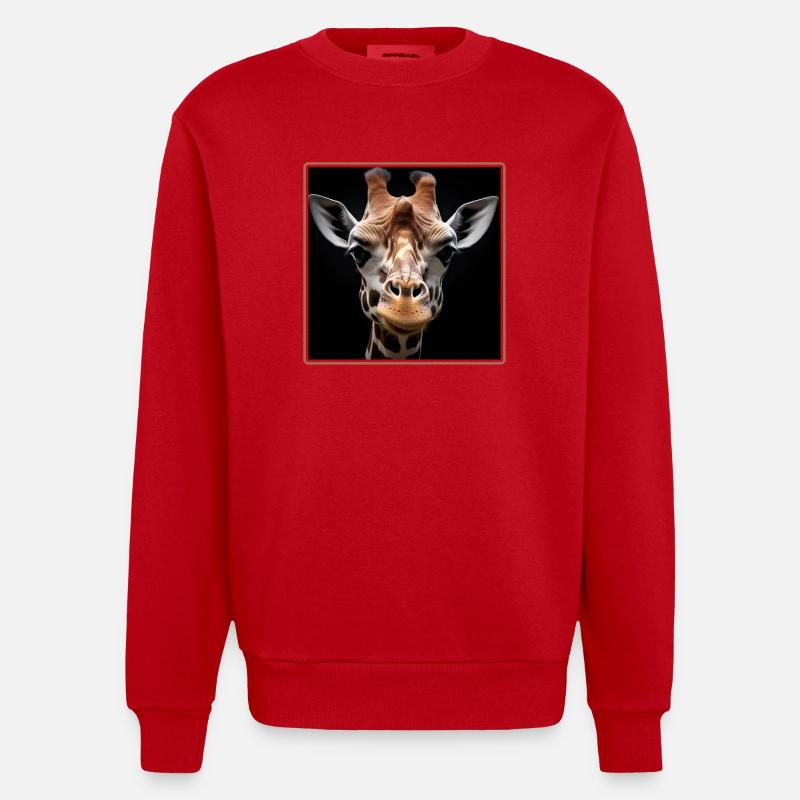 Giraffen realistic Giraffe - Heavyweight Oversized Organic Crew Neck Made in EU - Rot