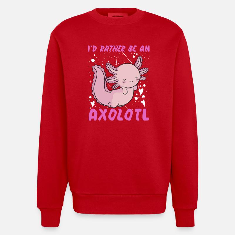 Je préfère être un axolotl - Sweat bio épais oversize fabriqué en UE - rouge