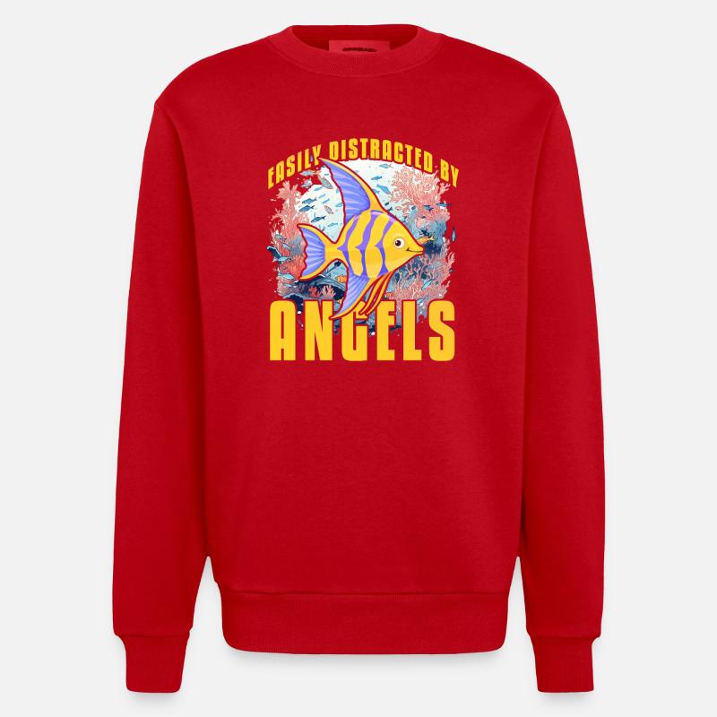 Facilement distrait par les anges - Sweat bio épais oversize fabriqué en UE - rouge
