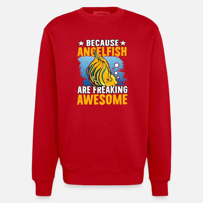 Because Angelfish are freaking Awesome - Heavyweight Oversized Organic Crew Neck Made in EU - red
