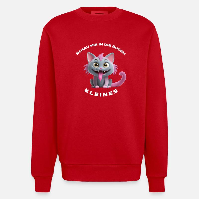 Regarde-moi dans les yeux petit - Sweat bio épais oversize fabriqué en UE - rouge