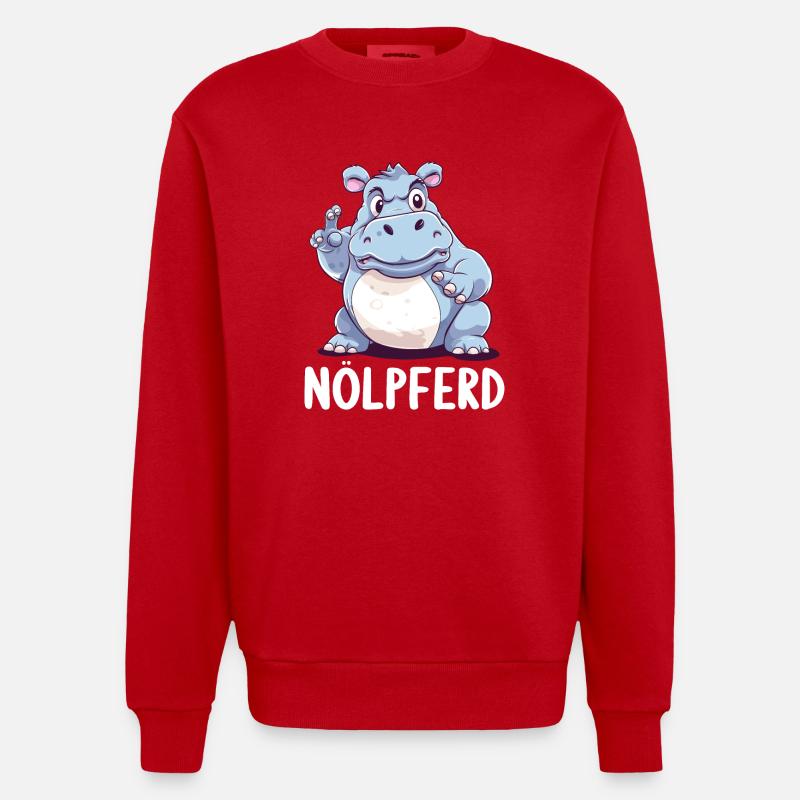 Hippo Hippo Complain Complainer Nölpferd - Heavyweight Oversized Organic Crew Neck Made in EU - red