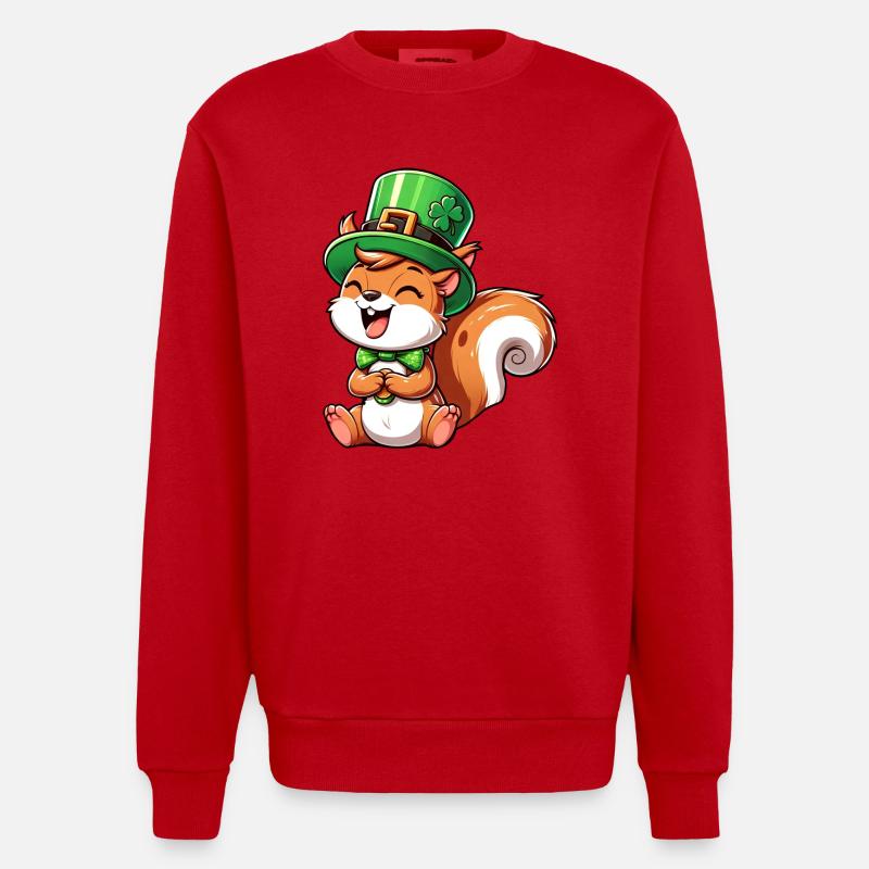Freches Eichhörnchen St. Patricks - Heavyweight Oversized Organic Crew Neck Made in EU - Rot