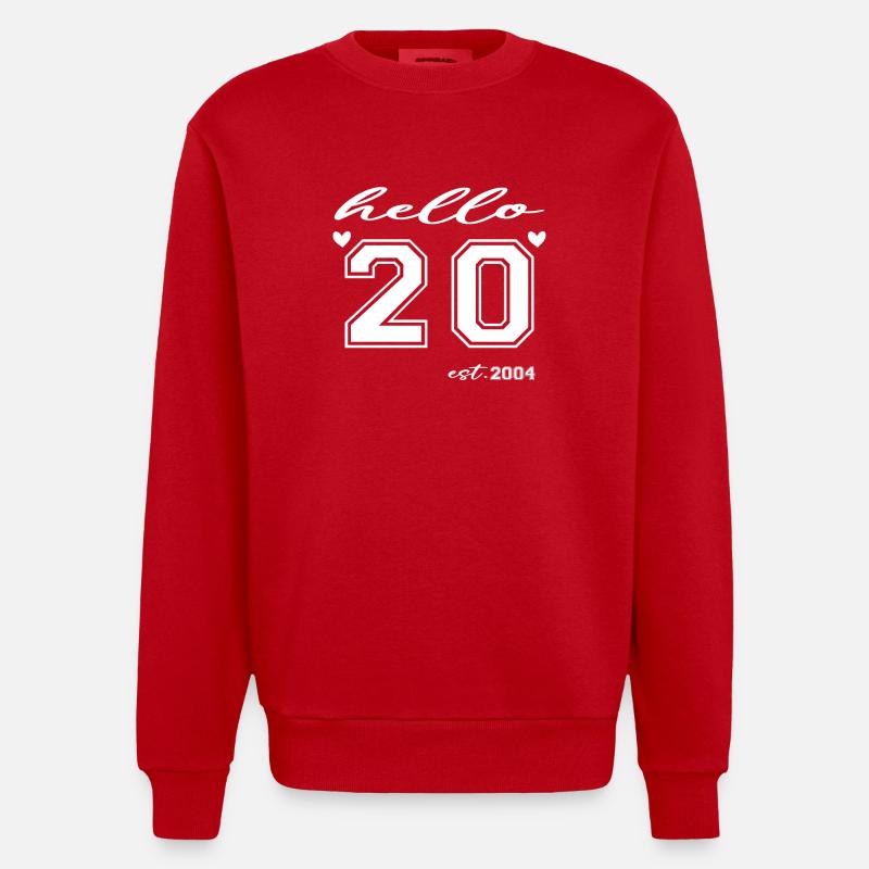 Hello 20 est 2004 - Sweat bio épais oversize fabriqué en UE - rouge