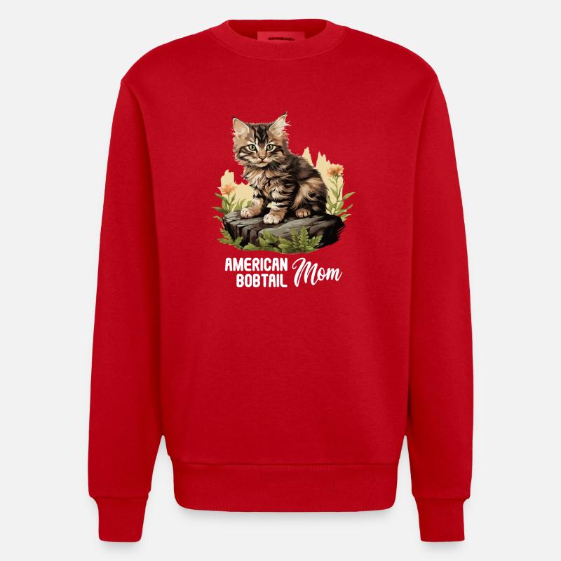 Chat Chats American Bobtail - Sweat bio épais oversize fabriqué en UE - rouge