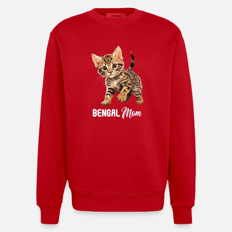 Chat du Bengale Bengalkatze - Sweat bio épais oversize fabriqué en UE - rouge