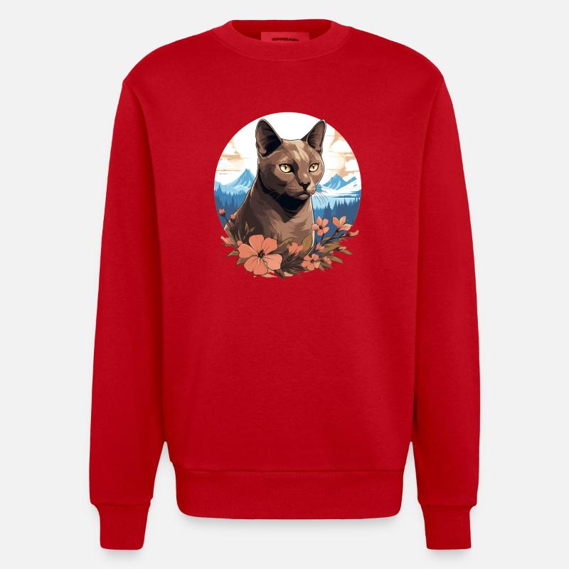 Chat birman Birmanie Katze - Sweat bio épais oversize fabriqué en UE - rouge