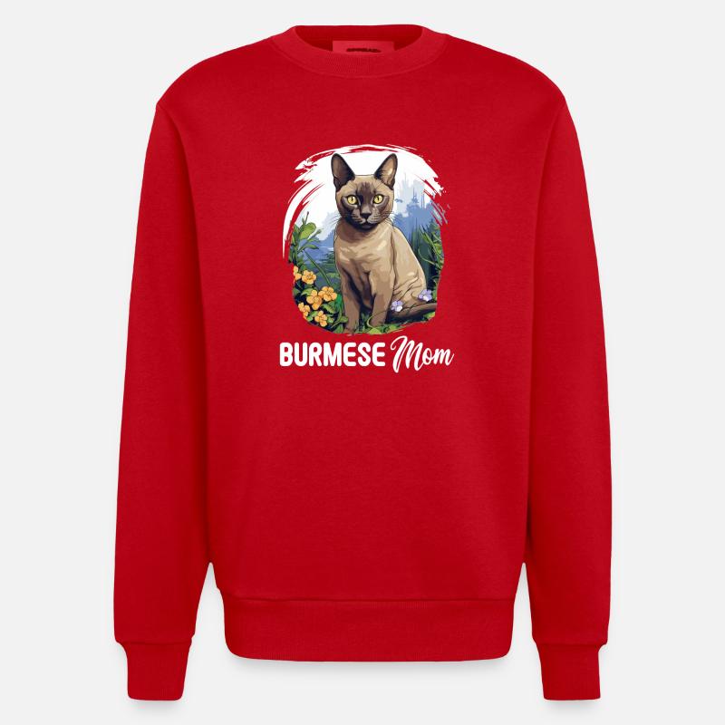 Chat birman Birmanie Katze - Sweat bio épais oversize fabriqué en UE - rouge