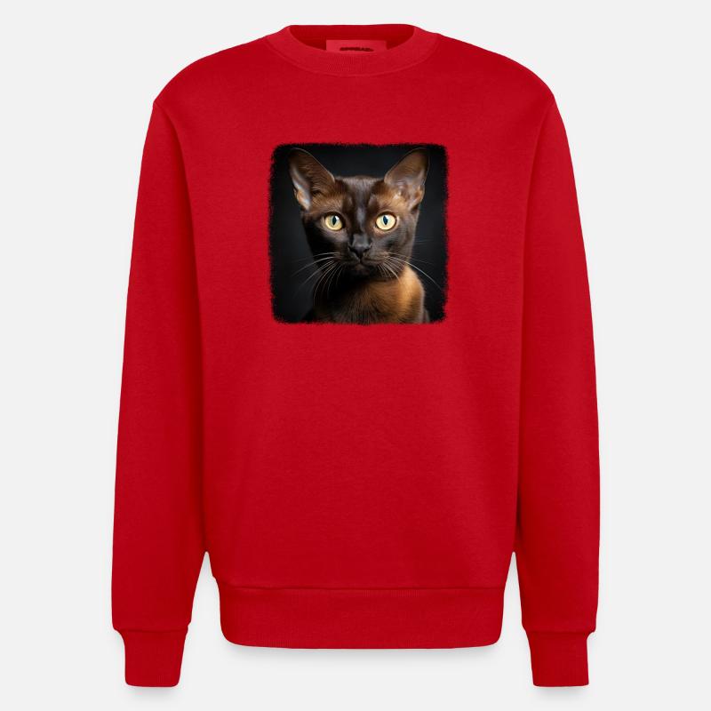 Chat birman Birmanie Katze - Sweat bio épais oversize fabriqué en UE - rouge