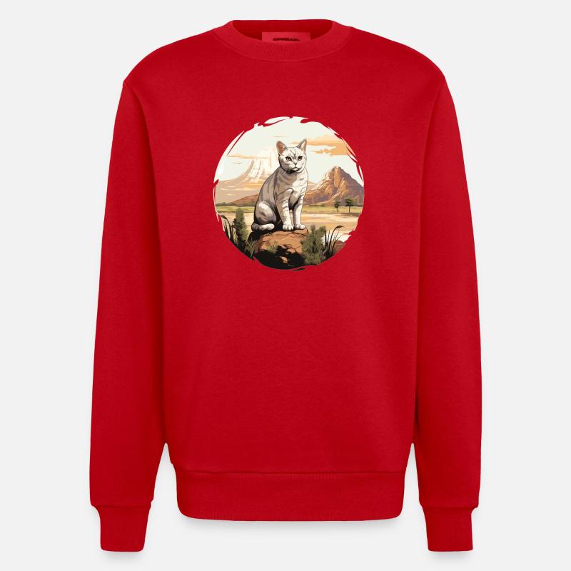 Burmilla Kätzchen Burmilla Katze - Heavyweight Oversized Organic Crew Neck Made in EU - Rot