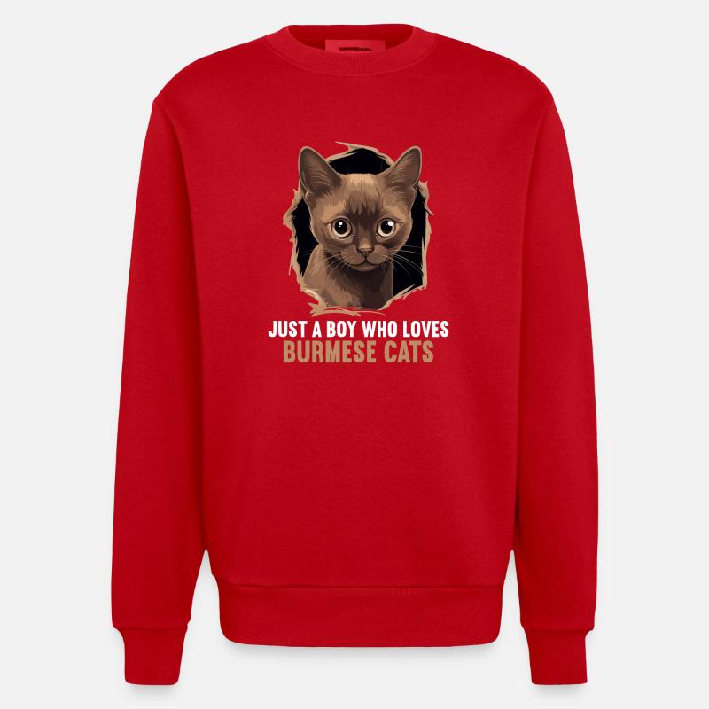 Chat birman Birmanie Katze - Sweat bio épais oversize fabriqué en UE - rouge