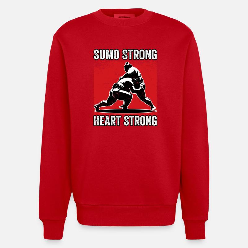 Sumo Starkes Herz Stark - Heavyweight Oversized Organic Crew Neck Made in EU - Rot