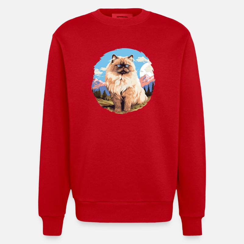 Chat de l’Himalaya Colourpoint Katze - Sweat bio épais oversize fabriqué en UE - rouge