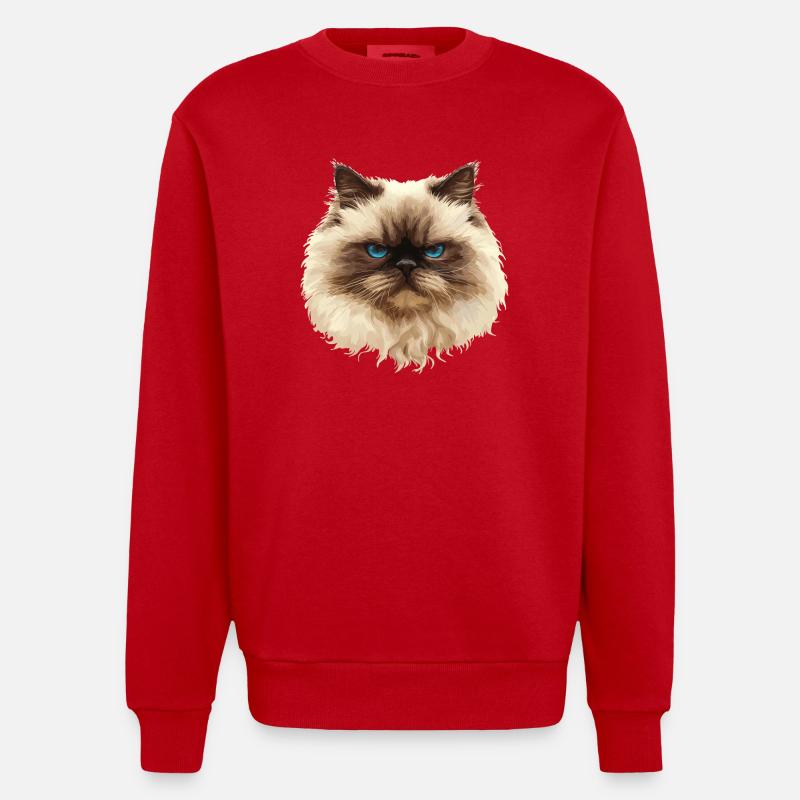Himalayan Cat Colourpoint Katze - Heavyweight Oversized Organic Crew Neck Made in EU - red