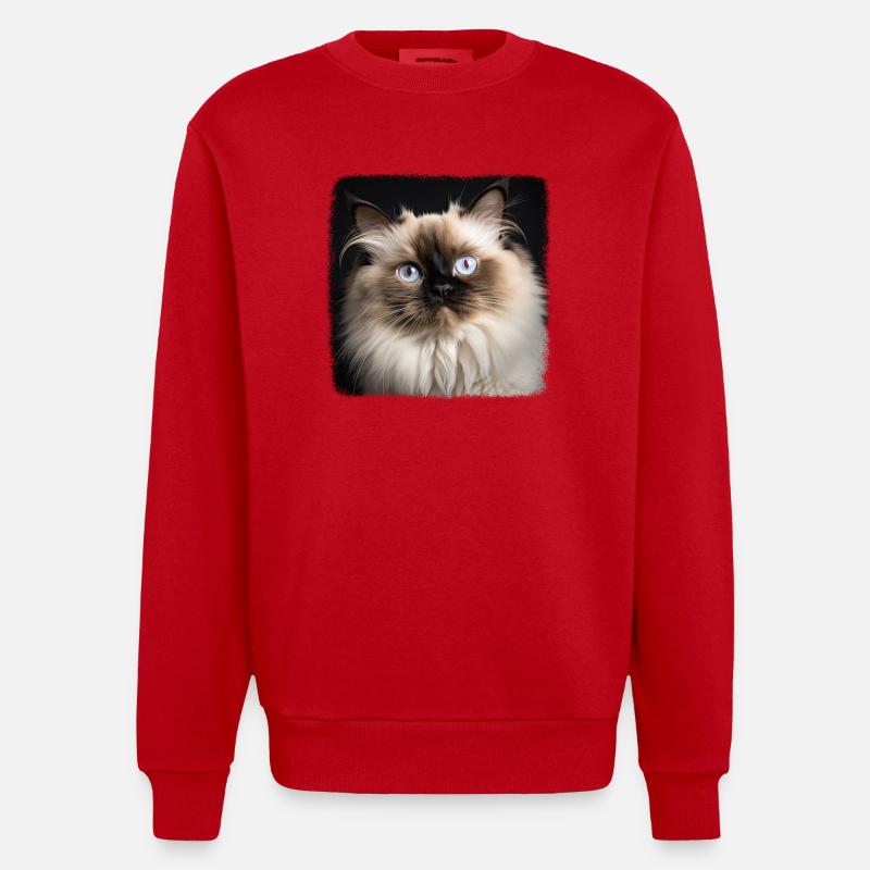 Himalayan Cat Colourpoint Katze - Heavyweight Oversized Organic Crew Neck Made in EU - red