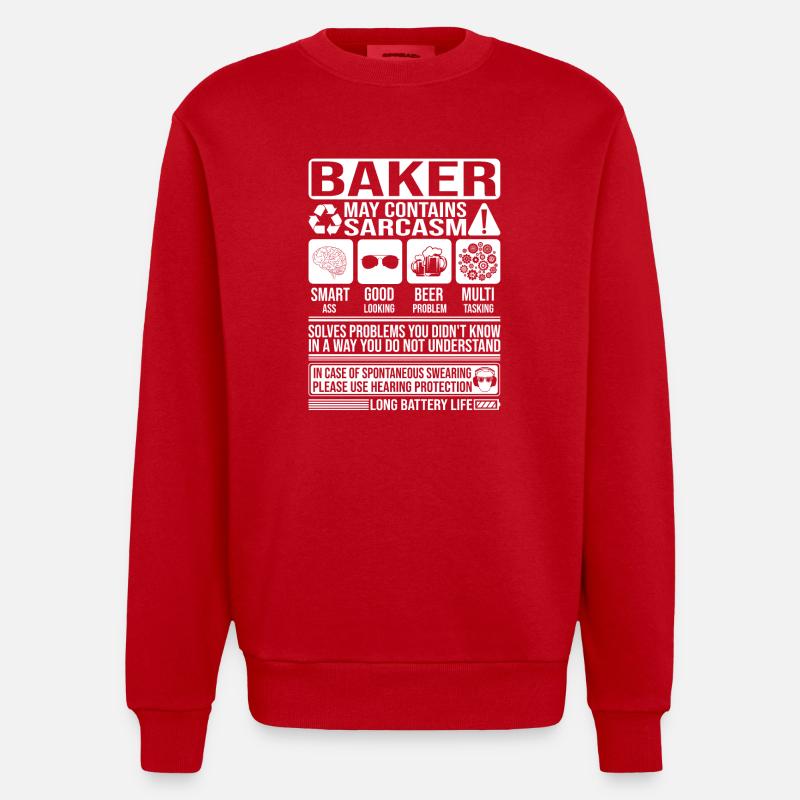 Bäcker Sarkasmus lustig Geschenk Bäcker - Heavyweight Oversized Organic Crew Neck Made in EU - Rot