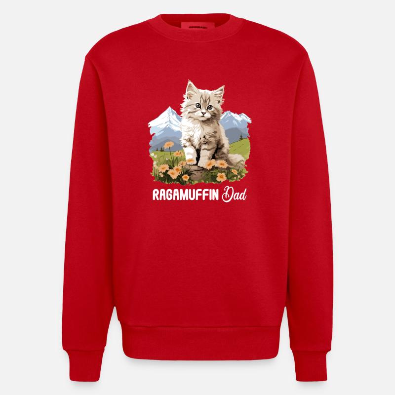 Ragamuffin Chaton Ragamuffin Chat - Sweat bio épais oversize fabriqué en UE - rouge