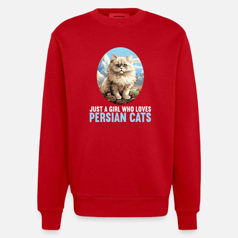 Chat persan Perserkatze - Sweat bio épais oversize fabriqué en UE - rouge