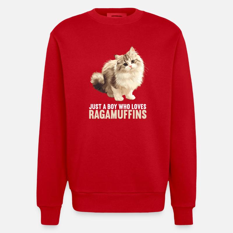 Ragamuffin Chaton Ragamuffin Chat - Sweat bio épais oversize fabriqué en UE - rouge