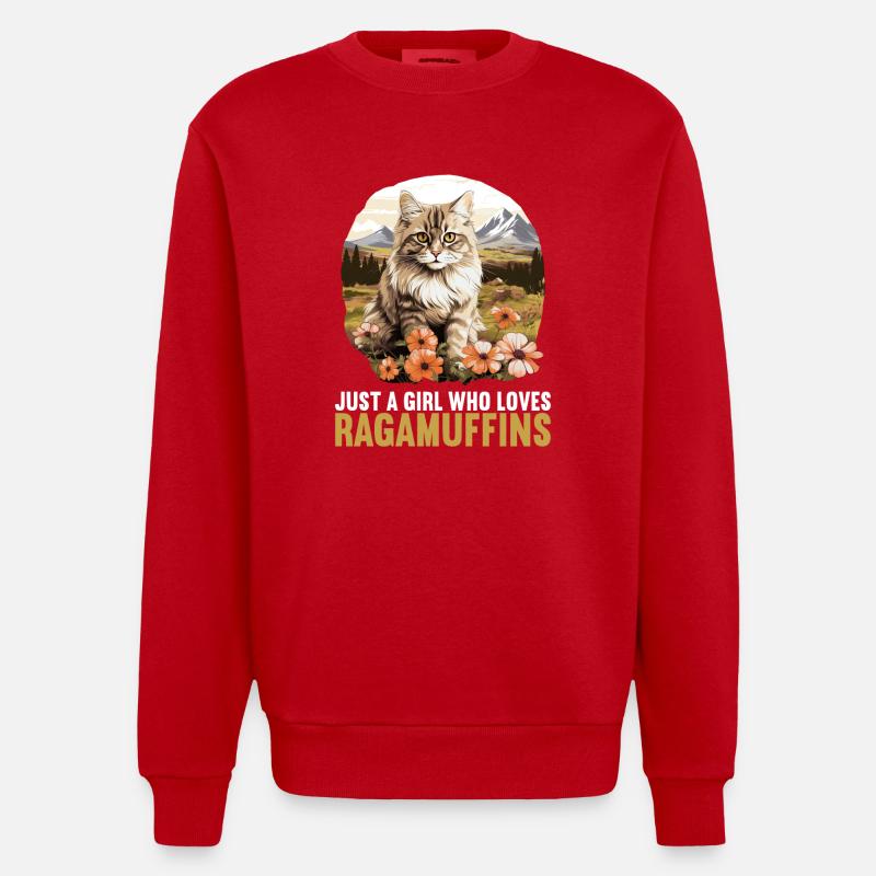 Ragamuffin Chaton Ragamuffin Chat - Sweat bio épais oversize fabriqué en UE - rouge
